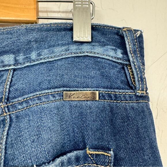 Kancan Blue Wide Leg Distressed High Rise Jeans Womens 31 Denim Classic Raw Hem - Picture 9 of 13